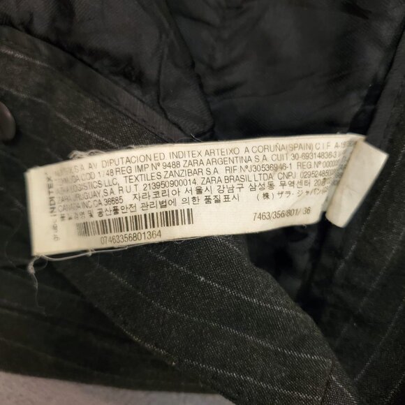 Zara Basic Women Pants Size 4 Gray with Silver Striped Business Casual High Rise - Picture 6 of 12